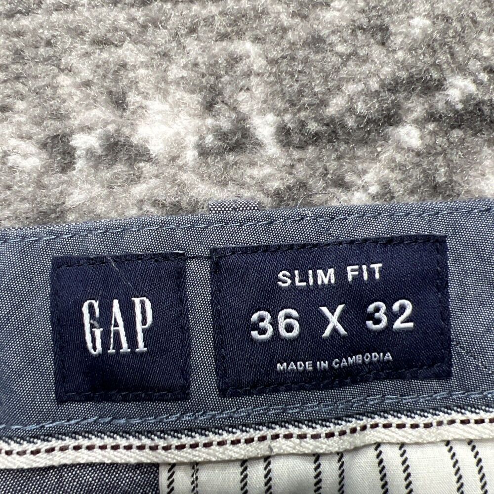 GAP Mens Slim Fit Linen Blend Chinos Pants Blue Size 36x32 Casual Office - Picture 4 of 9
